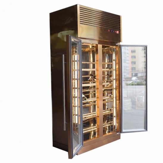 2 ly cửa thép không gỉ rượu hiển thị làm mát tủ lạnh 