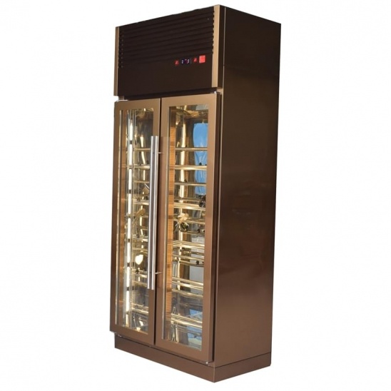 2 ly cửa thép không gỉ rượu hiển thị làm mát tủ lạnh 