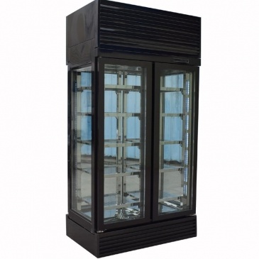 Da đen, thép không gỉ thịt bò hiển thị nội các