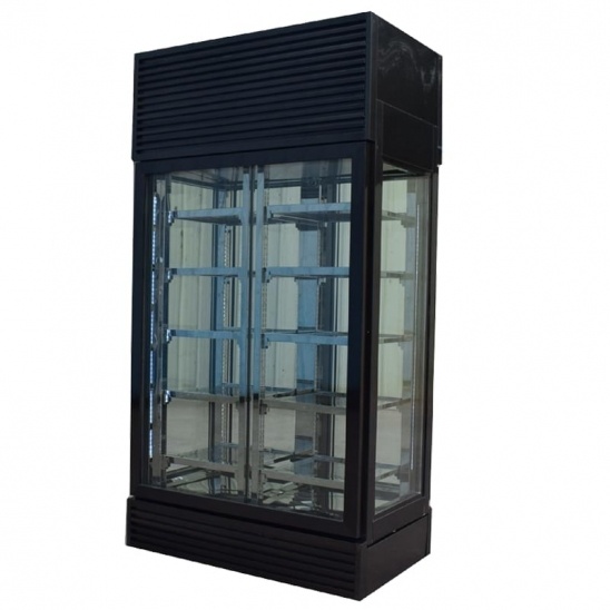 Nhà máy trực tiếp Đen tùy khẩu thịt bò bốn mặt kính hiển thị tủ lạnh 