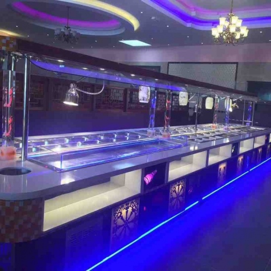 Tùy thép không gỉ lớn nóng và lạnh nấu rau hiển thị bàn tiệc 